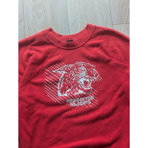 Jean Top Vintage 70s Washington Wildcats Red Graphic Crewneck / Sz M / USA Made - Picture 2 of 4